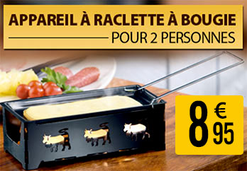 Appareil à Raclette Individuelle Bougie 16cm Noir