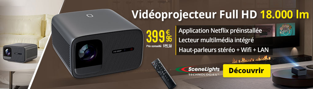 Vidéoprojecteur wifi Full HD 18.000 lm LB-1000.ntflx - SceneLights - ZX3560