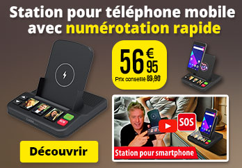 Station pour téléphone mobile avec fonction SOS, recharge à induction et numérotation rapide  - ZX5575 - Callstel